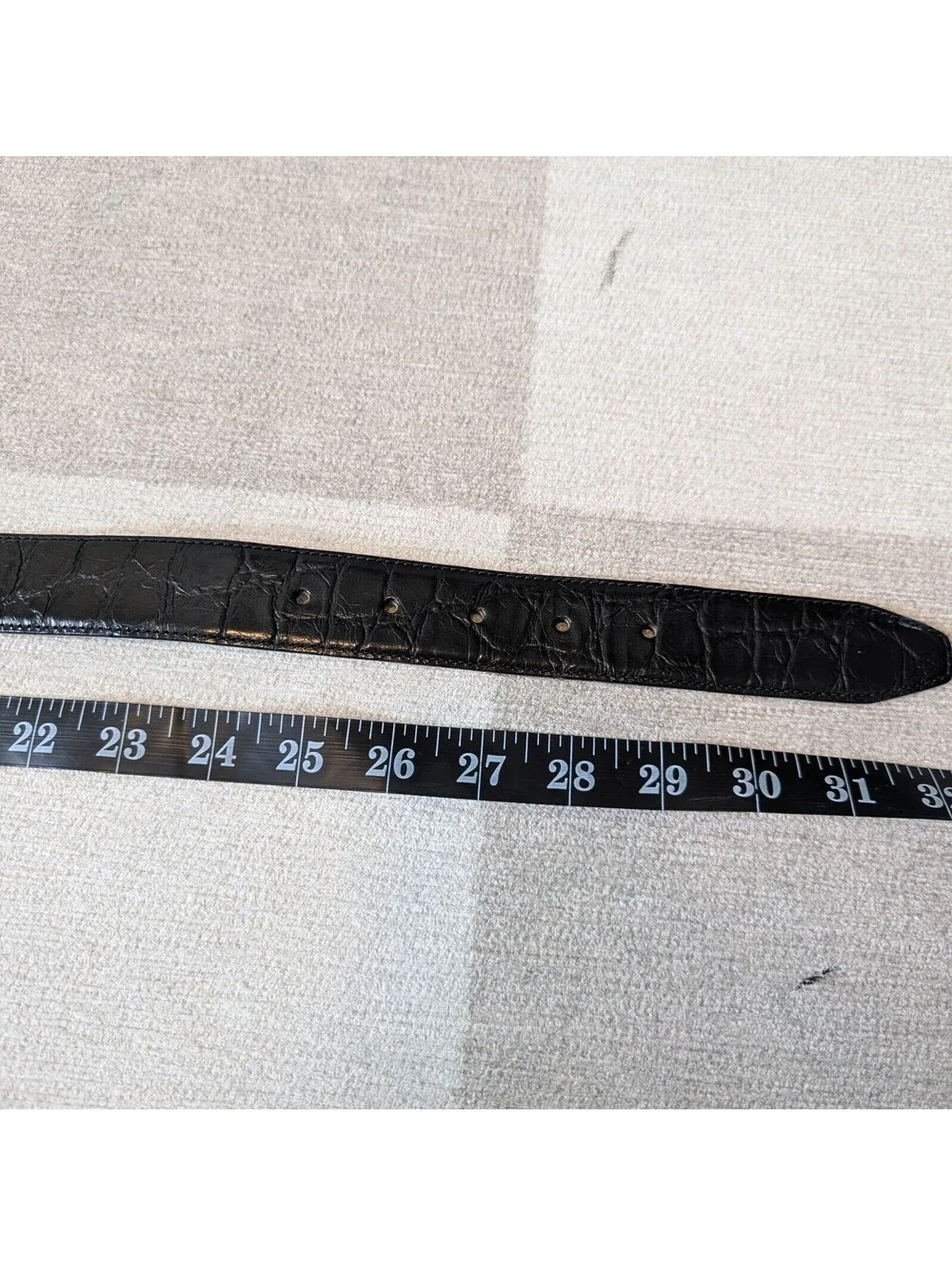 Vintage croc embossed leather belt w/ matte black irregular buckle - Size S